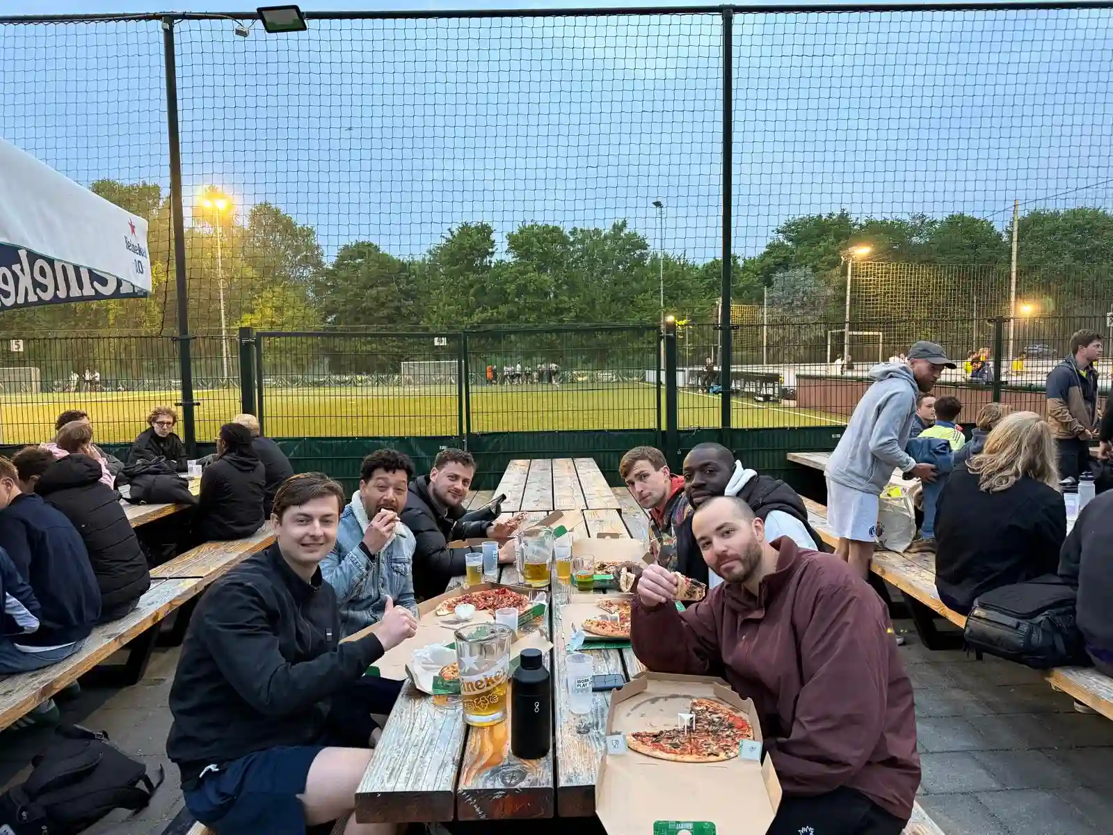 X&3K Team playing Petanque during night out